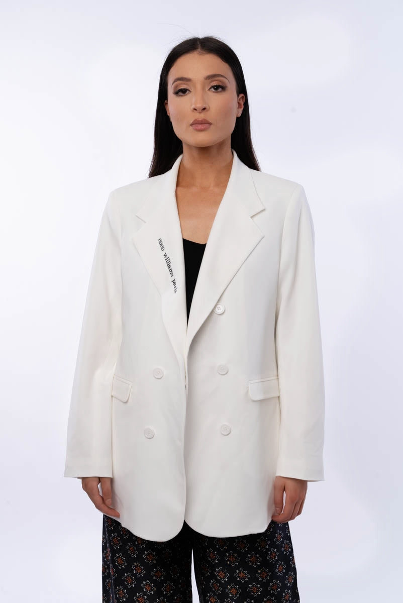 Blazer en crêpe blanc - La Parisienne