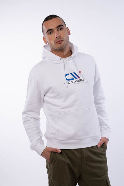 Sweat a capuche blanc - Logo