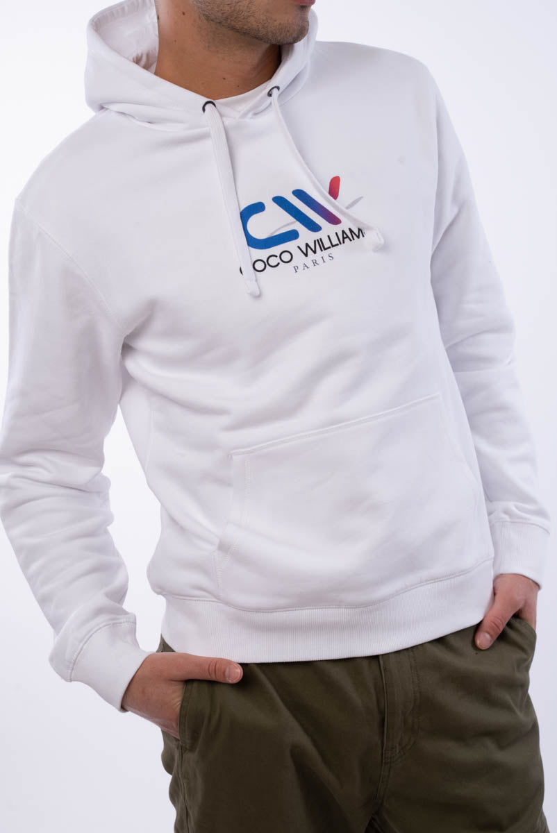 Sweat a capuche blanc - Logo