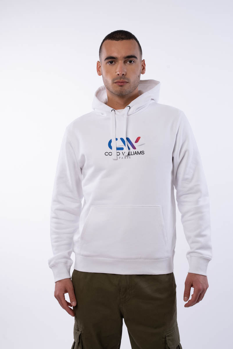 Sweat a capuche blanc - Logo